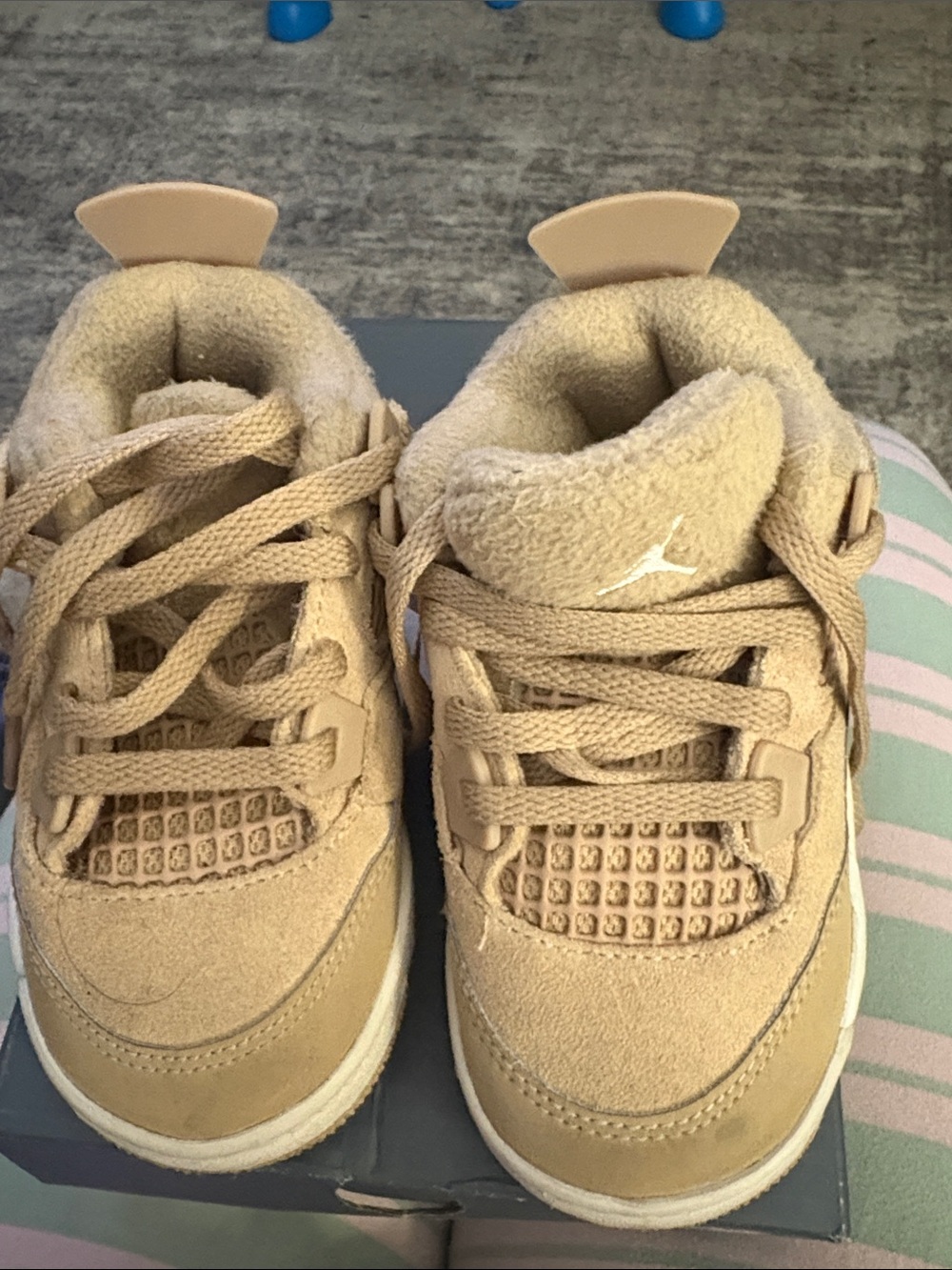 Jordan Kids Tan Suede Basketball Sneakers